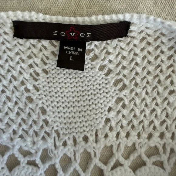 Fever White Crochet Floral Knit Mini Dress NWT Boho Festival Summer Beach Cover - Picture 2 of 12